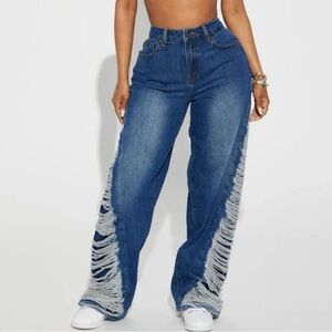 Fashion Nova Baggy Jeans- Dark Wash